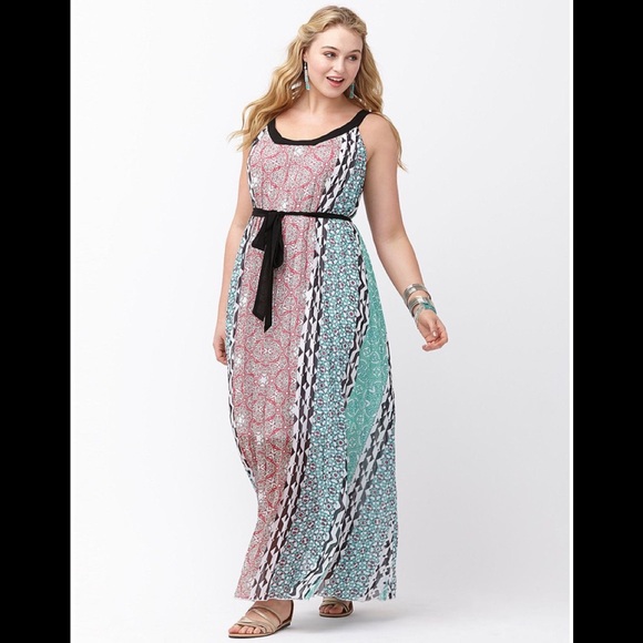 Lane Bryant Pleated Deco Maxi Dress Size 18/20 - Picture 1 of 6